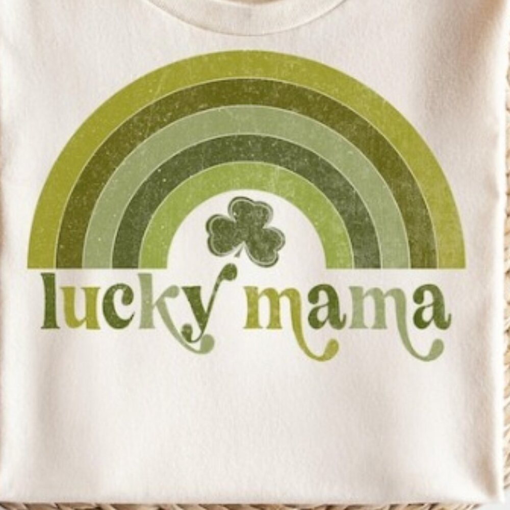 Lucky Mama T-shirt, St Patrick's Retro Tee, Groovy St Patrick's Tee - Picture 2 of 3